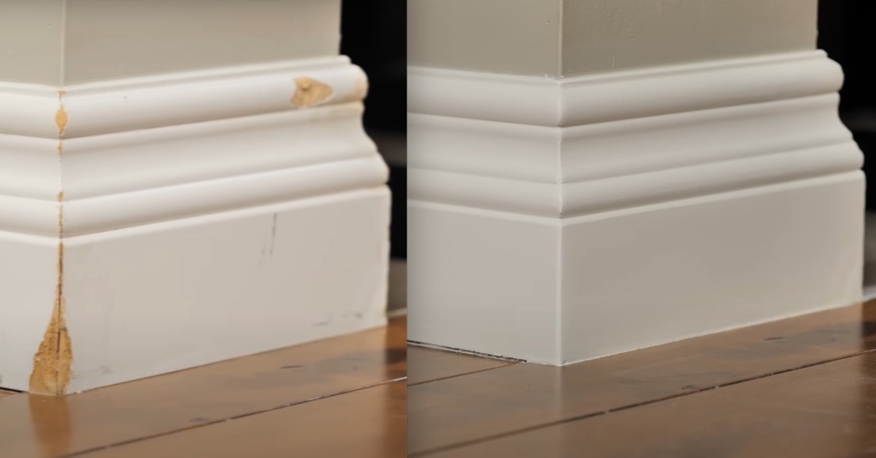 Baseboard corner repair work